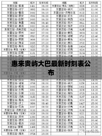 惠来贵屿大巴最新时刻表公布