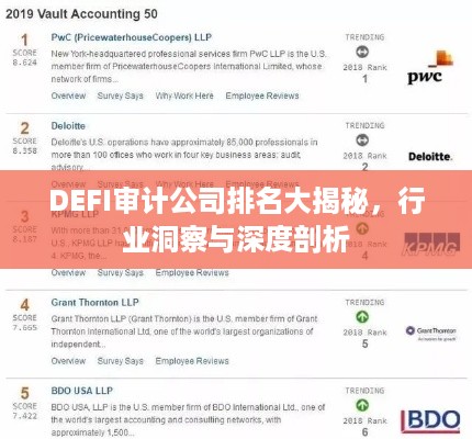 DEFI审计公司排名大揭秘，行业洞察与深度剖析